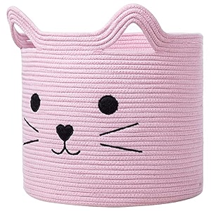 lby ute cotton storage gift basket cute case for closet packing wedding packaging organizer box jute basket handwoven eco-friendly foldable storage basket bins organizer pink cat shape