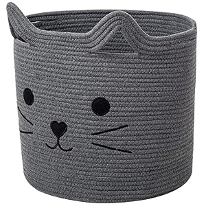 lby ute cotton storage gift basket cute case for closet packing wedding packaging organizer box jute basket handwoven eco-friendly foldable storage basket bins organizer gray cat shape
