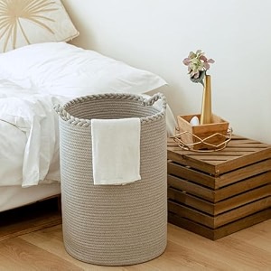 lby cotton storage gift basket cute case for closet packing wedding packaging organizer box handwoven eco-friendly foldable jute bins pure grey 12x15 inch