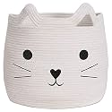 ☆LBY® ute Cotton Storage Gift Basket, Cute case for Closet, Packing, Wedding Packaging Organizer Box Jute Basket Handwoven Eco-Friendly Foldable Storage Basket Bins Organizer (White cat Shape)