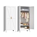 LCAOPC 71" Tall Metal Wardrobe Closet with Adjustable Shelves and Hanging Rod, 2 Doors Free Standing Armoire Wardrobe Cabinet for Bedroom, Office, Laundry Room, White