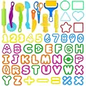 LCY WEDSHI Dough Tool Set, 56 Pcs Dough Tools Sets for Kids Ages 4-8, Dough Accessories Includes Alphabet Numbers Shapes, Cutters Roller, Rolling Pins, Safety Scissors, Plastic Knife