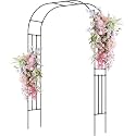 LDAILY Moccha Garden Arch Arbor Trellis, 95" Sturdy Metal Arbor with PE-Coated Steel Tubes, Spiral Rods Design, Outdoor Archway for Climbing Plants, Garden Arch for Wedding