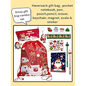 le delite combo gift pack of 10 items santa christmas stationery set for kids xmas return gifts stationery items pencil pouch pen diary amp more