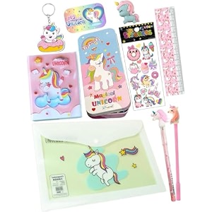 le delite combo gift pack of 10 items unicorn stationery set for girls return gifts for girl amp kids stationery items pencil box with all stationary
