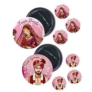 le delite ladke wale ladki wale team groom and team bride glossy finished wedding badges wedding badges propsbatches for family wedding amp reception party