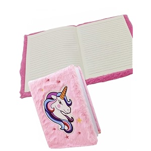 le delite unicorn theme party return gifts for kids pack of 6 items unicorn fur diary with fur pouch pen pencil eraser scale sharpener with carry bag and name tag
