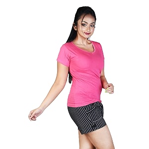 Womens Super Soft Round V Neck Short