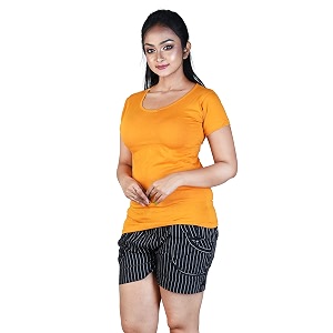 Womens Super Soft Round V Neck Short