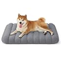 LE SURE Cute Orthopedic Dog Bed Medium Size Dog, Waterproof Chic Flat Pet Beds with Removable Washable Cover, Fuzzy Thick Egg Crate Foam Pet Mat for Indoor Use (30" x 20", Grey)