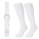 LEACOOLKEY Baseball Belt and Socks Combo Set Adjustable Softball Socks and Elastic Belt for Youth and Adult