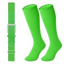 LEACOOLKEY Baseball Belt and Socks Combo Set Adjustable Softball Socks and Elastic Belt for Youth and Adult