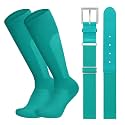 LEACOOLKEY Baseball Belt and Socks Combo Set Breathable Softball Socks and Elastic Belt for Youth Adult