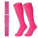 LEACOOLKEY Baseball Belt and Socks Combo Set Adjustable Softball Socks and Elastic Belt for Youth and Adult