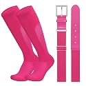 LEACOOLKEY Baseball Belt and Socks Combo Set Breathable Softball Socks and Elastic Belt for Youth Adult