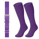 LEACOOLKEY Baseball Belt and Socks Combo Set Adjustable Softball Socks and Elastic Belt for Youth and Adult