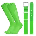 LEACOOLKEY Baseball Belt and Socks Combo Set Breathable Softball Socks and Elastic Belt for Youth Adult