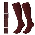 LEACOOLKEY Baseball Belt and Socks Combo Set Adjustable Softball Socks and Elastic Belt for Youth and Adult