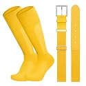 LEACOOLKEY Baseball Belt and Socks Combo Set Breathable Softball Socks and Elastic Belt for Youth Adult