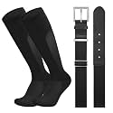 LEACOOLKEY Baseball Belt and Socks Combo Set Breathable Softball Socks and Elastic Belt for Youth Adult