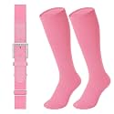 LEACOOLKEY Baseball Belt and Socks Combo Set Adjustable Softball Socks and Elastic Belt for Youth and Adult