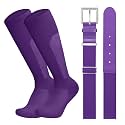 LEACOOLKEY Baseball Belt and Socks Combo Set Breathable Softball Socks and Elastic Belt for Youth Adult