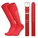 LEACOOLKEY Baseball Belt and Socks Combo Set Breathable Softball Socks and Elastic Belt for Youth Adult