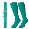 LEACOOLKEY Baseball Belt and Socks Combo Set Adjustable Softball Socks and Elastic Belt for Youth and Adult