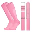 LEACOOLKEY Baseball Belt and Socks Combo Set Breathable Softball Socks and Elastic Belt for Youth Adult