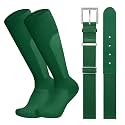LEACOOLKEY Baseball Belt and Socks Combo Set Breathable Softball Socks and Elastic Belt for Youth Adult