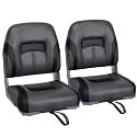 Leader Accessories High Back Folding Fishing Marine Boat Seat 2 Pack