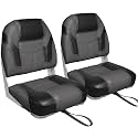 Leader Accessories High Back Folding Fishing Marine Boat Seat 2 Pack