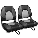 Leader Accessories High Back Folding Fishing Marine Boat Seat 2 Pack
