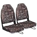 Leader Accessories High Back Folding Fishing Marine Boat Seat 2 Pack