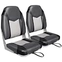 Leader Accessories High Back Folding Fishing Marine Boat Seat 2 Pack
