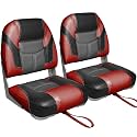 Leader Accessories High Back Folding Fishing Marine Boat Seat 2 Pack