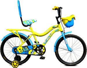 leader buddy 20t kids cycle with training wheels for age group 5 to 9 years 20 t inch road cycle single speed yellow blue rigid
