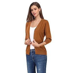 Leadingstar Womens 3 4 Sleeve Cardigan Lightweight