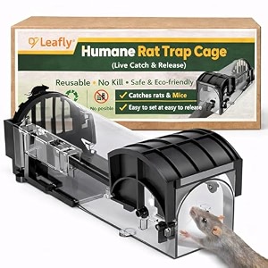 leafly rat trap cage for house garden patio 32 cm humane mouse trap enlarged no kill reusable catch and release smart rat catcher trap for home rodent trap for mice pets rodents