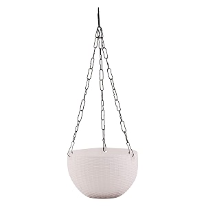 leafy tales plastic hanging hook pots set of 1 white durable railing planters for balcony window grill amp fence - detachable hook flower pots for indoor amp outdoor vertical gardening