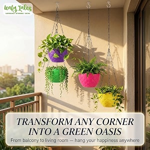 leafy tales plastic hanging pot with chain  medium 15 pieces