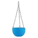 Leafy Tales Plastic Hanging Hook Pots (Set of 1,Blue) Durable Railing Planters for Balcony, Window Grill &amp; Fence - Detachable Hook Flower Pots for Indoor &amp; Outdoor Vertical Gardening