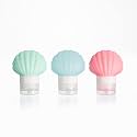 Leak Proof Squeezable Silicone Travel Bottles, Reusable, Refillable Bottles, Shell Shape, Sustainable, TSA Carry On Approved Toiletries Containers, 3pcs (1.35oz/40ml)