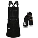 LeaSeek Leather Welding Apron, Heat &amp; Flame-Resistant, 6 Pockets