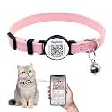 Leather Collar with Bell Leather Kitten Collar Cat Collar with Safety Buckle for Boy Cats, Girl Cats with Safety Elastic Strap Cute Pet Collars for Small Cat Kitten Puppy (Pink)