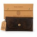 Leather Currency Pouch Cash Envelope Wallet for Men &amp; Women- Brown