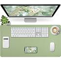 Leather Desk Mat with Stitched Edges, 27.6" x 13.8" Green Keyboard Mat