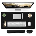 Leather Desk Pad, Black Desk Mat, Non-Slip Desk Protector Mat, Leather Desk Blotter, Computer Desk Pad, Waterproof Desk Mat for Home Office and Decor(31.5×15.7 Inches)