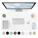 Leather Desk Pad, Large Mouse Pad, Non-Slip Desk Mat, Leather Desk Blotter, Computer Desk Pad, Waterproof Keyboard Pad for Home Office and Decor - White (31.5×15.7 Inches)