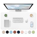 Leather Desk Pad, Large Mouse Pad, Non-Slip Desktop Mat, Leather Desk Blotter, Computer Desk Pad, Waterproof Desk Protector Mat for Home Office and Decor - White (35.4×15.7 Inches)